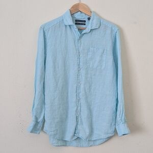Saks Fifth Avenue Sky Blue Casual Button Front Long Sleeve Shirt, Men's Medium